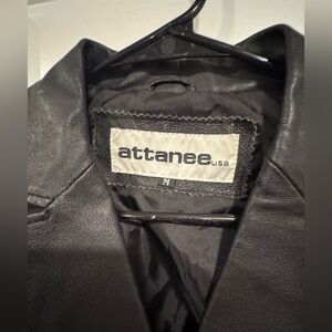 Attanee Black Leather Jacket 90s Vintage